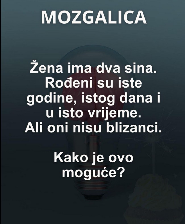 Mozgalica: Žena ima dva sina – možete li reći ko su oni?