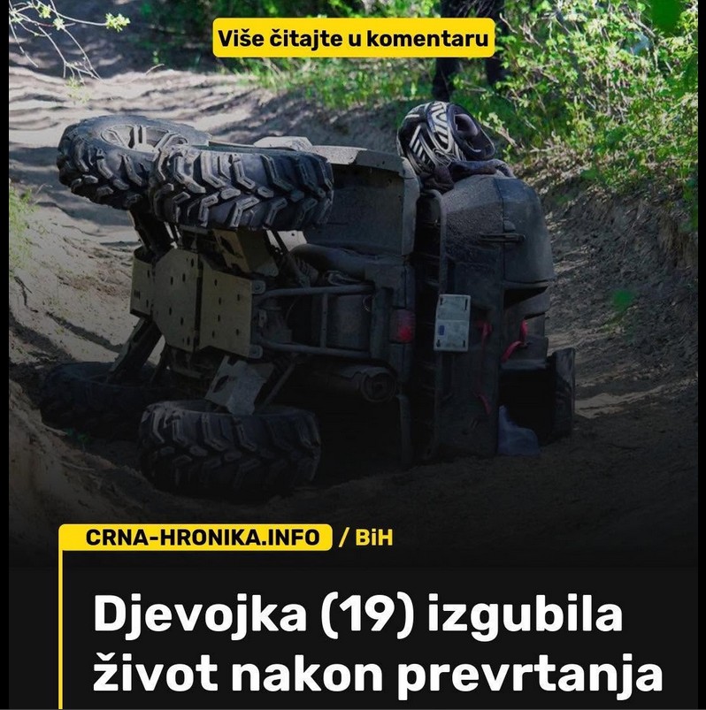 Tragedija Devetnaestogodišnjakinja stradala u prevrtanju quada