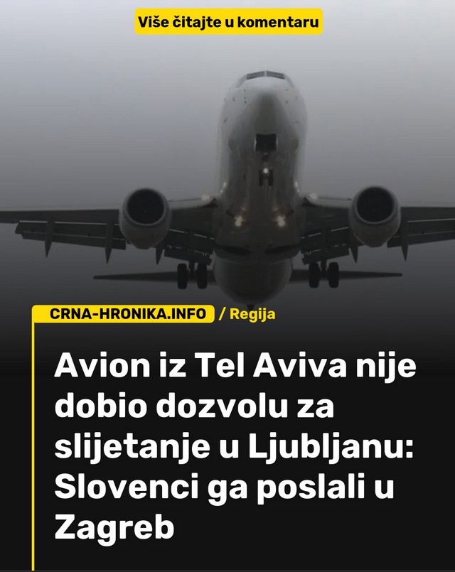 Drama na nebu: Avion iz Tel Aviva preusmjeren iz Ljubljane u Zagreb