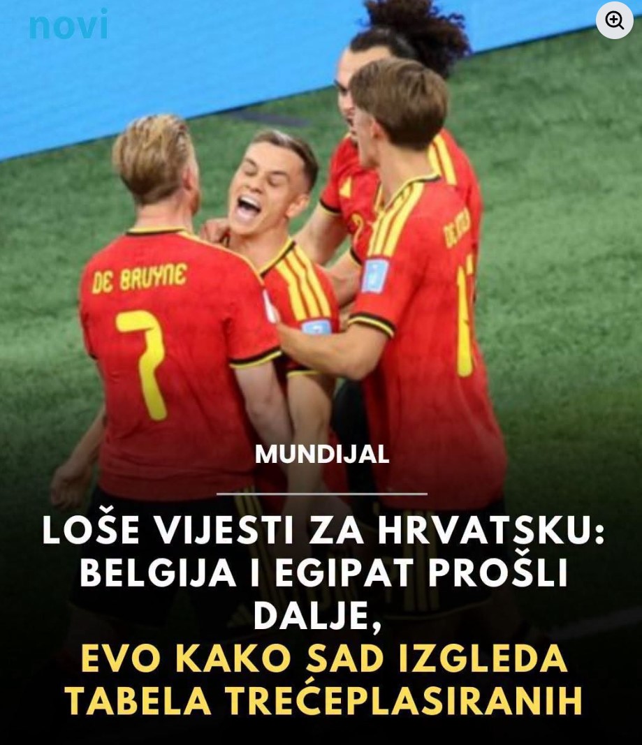 Loše vijesti za Hrvatsku: Belgija i Egipat prošli dalje, borba za nokaut fazu sada još teža