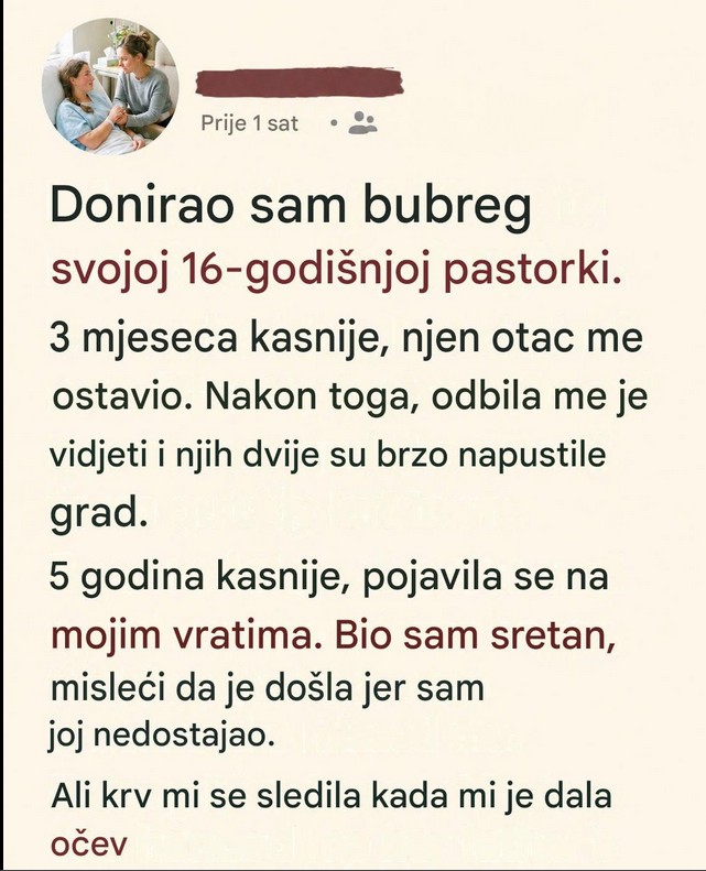 Donirala sam bubreg da spasim život pastorki, a onda je tajna mog muža uništila našu porodicu