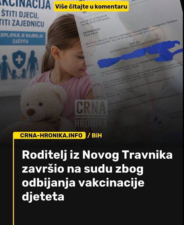 Roditelj iz Novog Travnika završio na sudu zbog odbijanja vakcinacije djeteta: Šta kaže zakon?