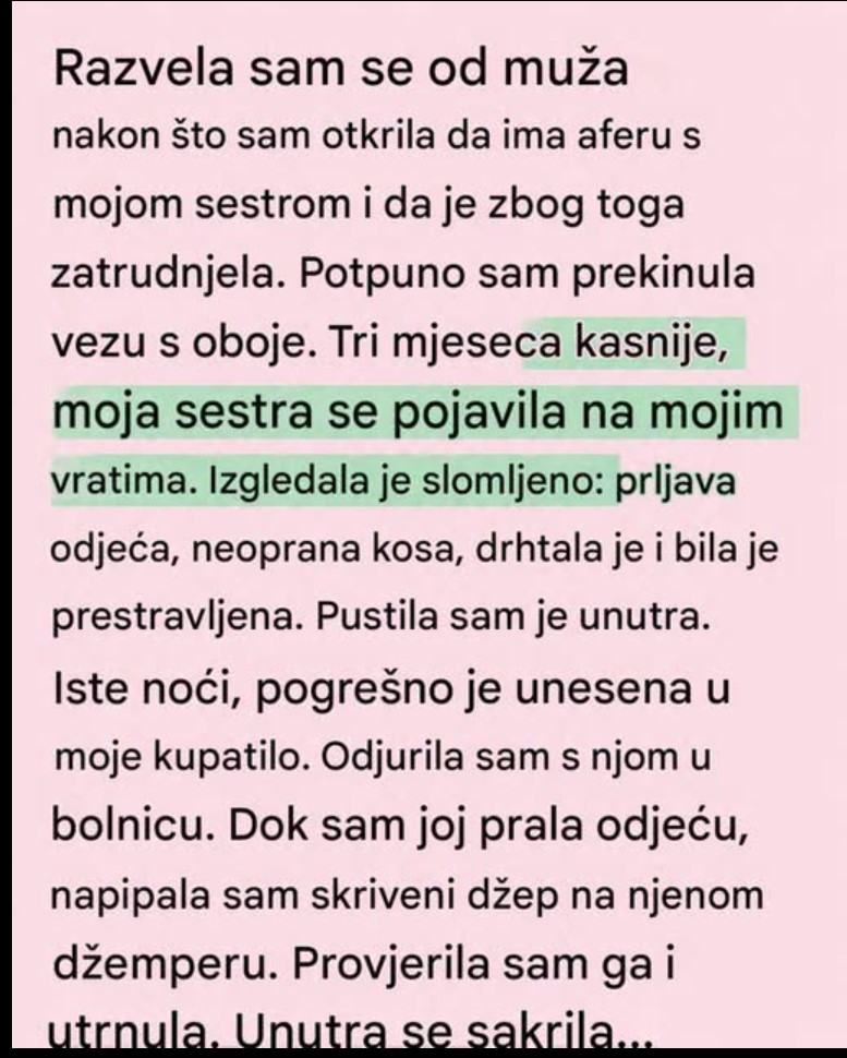 Muž me je prevario sa mojom rođenom sestrom, a kada je izgubila bebu, jedno otkriće promenilo je sve što sam mislila da znam