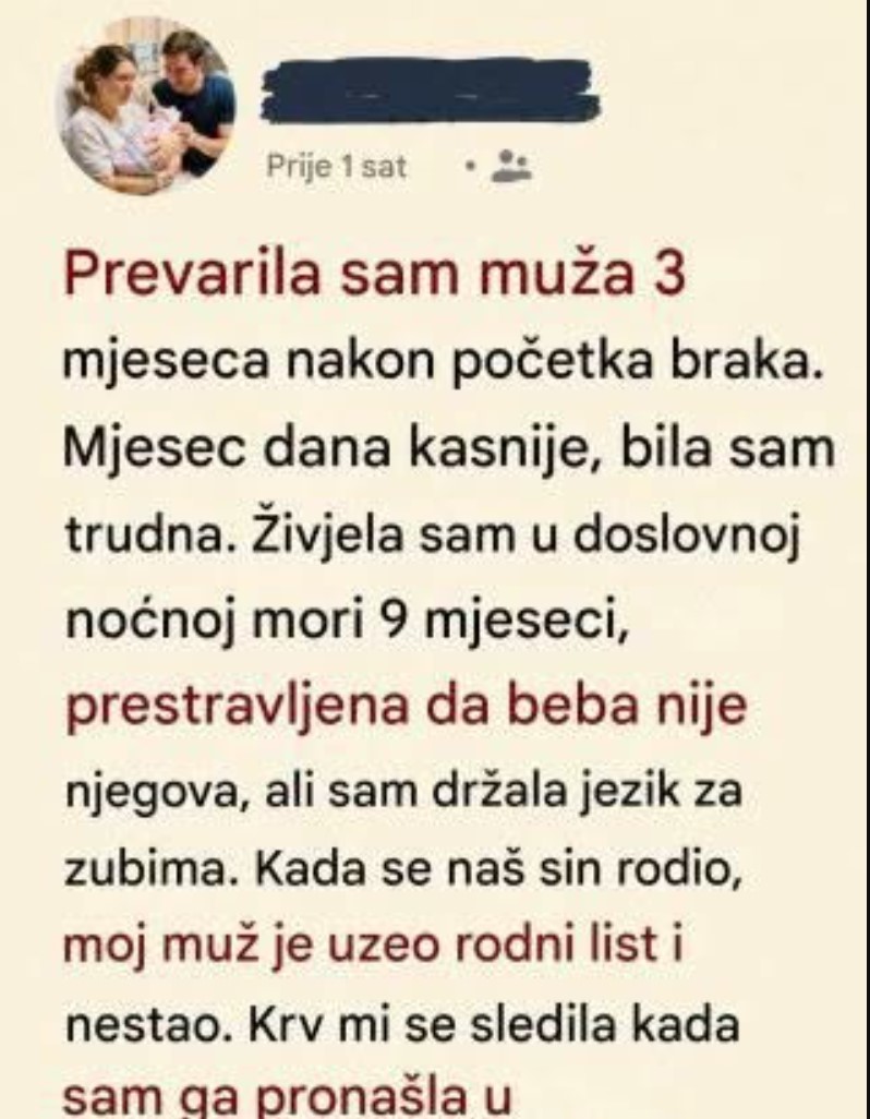 Ispovest žene koja je priznala prevaru: Reakcija njenog supruga nakon porođaja promenila je sve