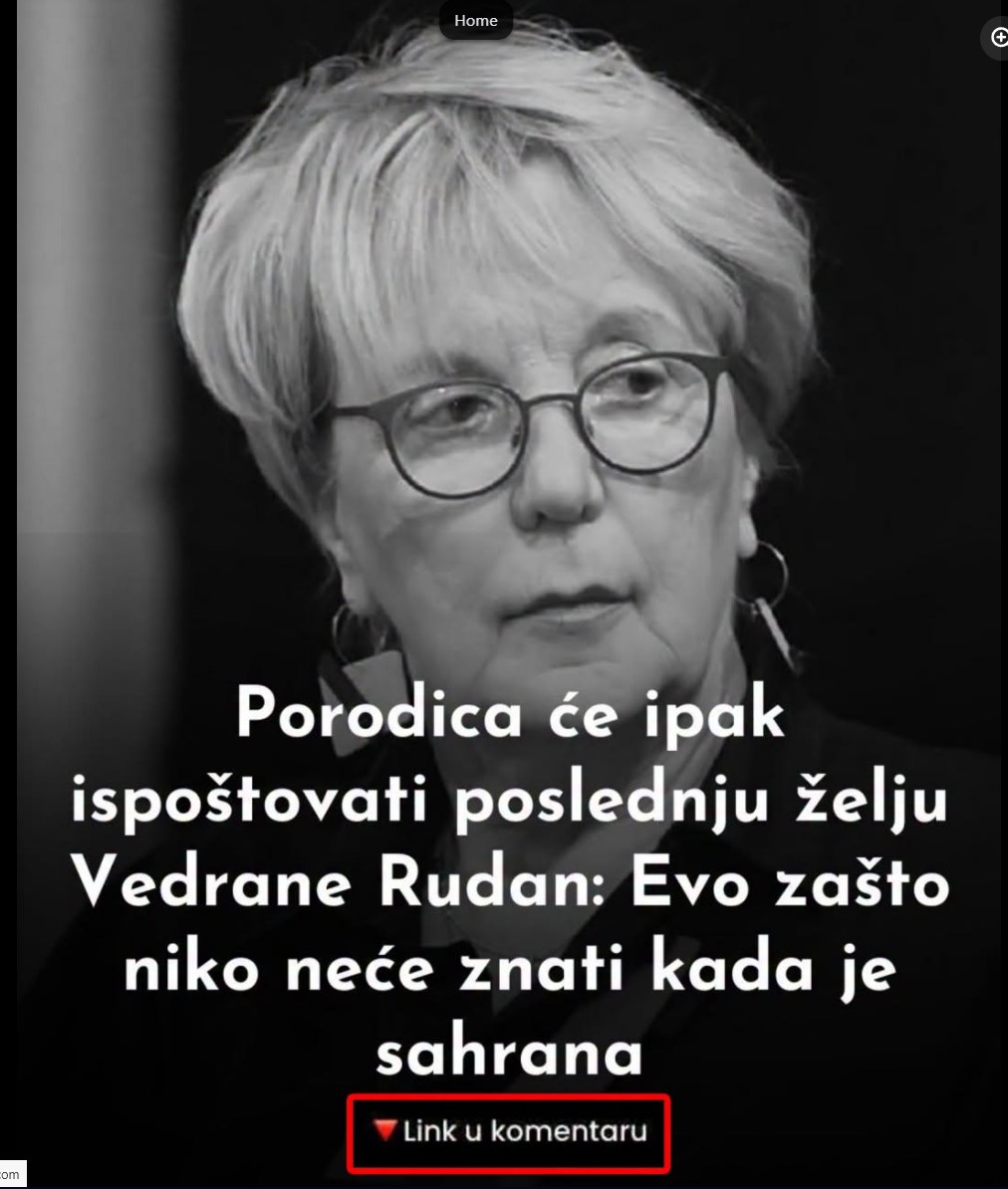 Poslednja želja Vedrane Rudan biće ispoštovana: Mesto i vreme sahrane neće biti poznati javnosti