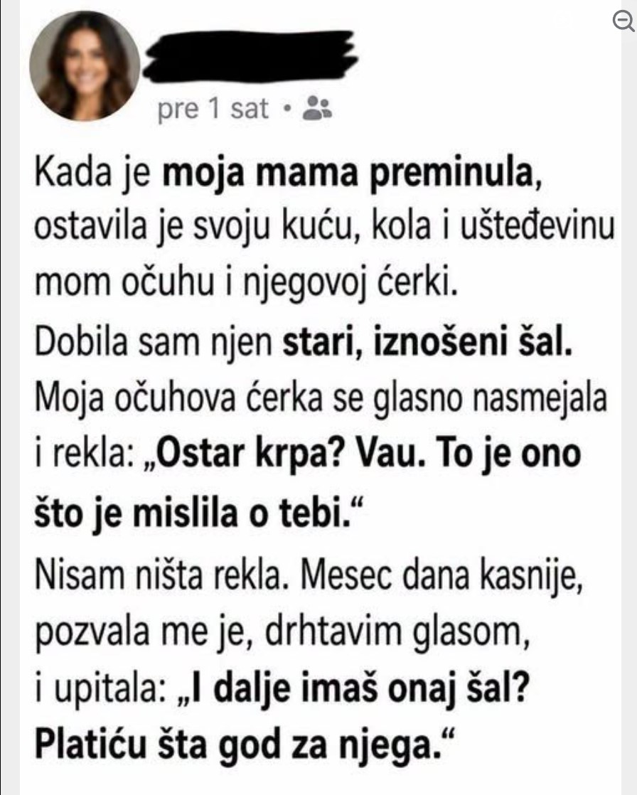 Majčin testament je jednoj ćerki ostavio samo stari šal – a onda je otkrivena tajna vredna čitavo bogatstvo