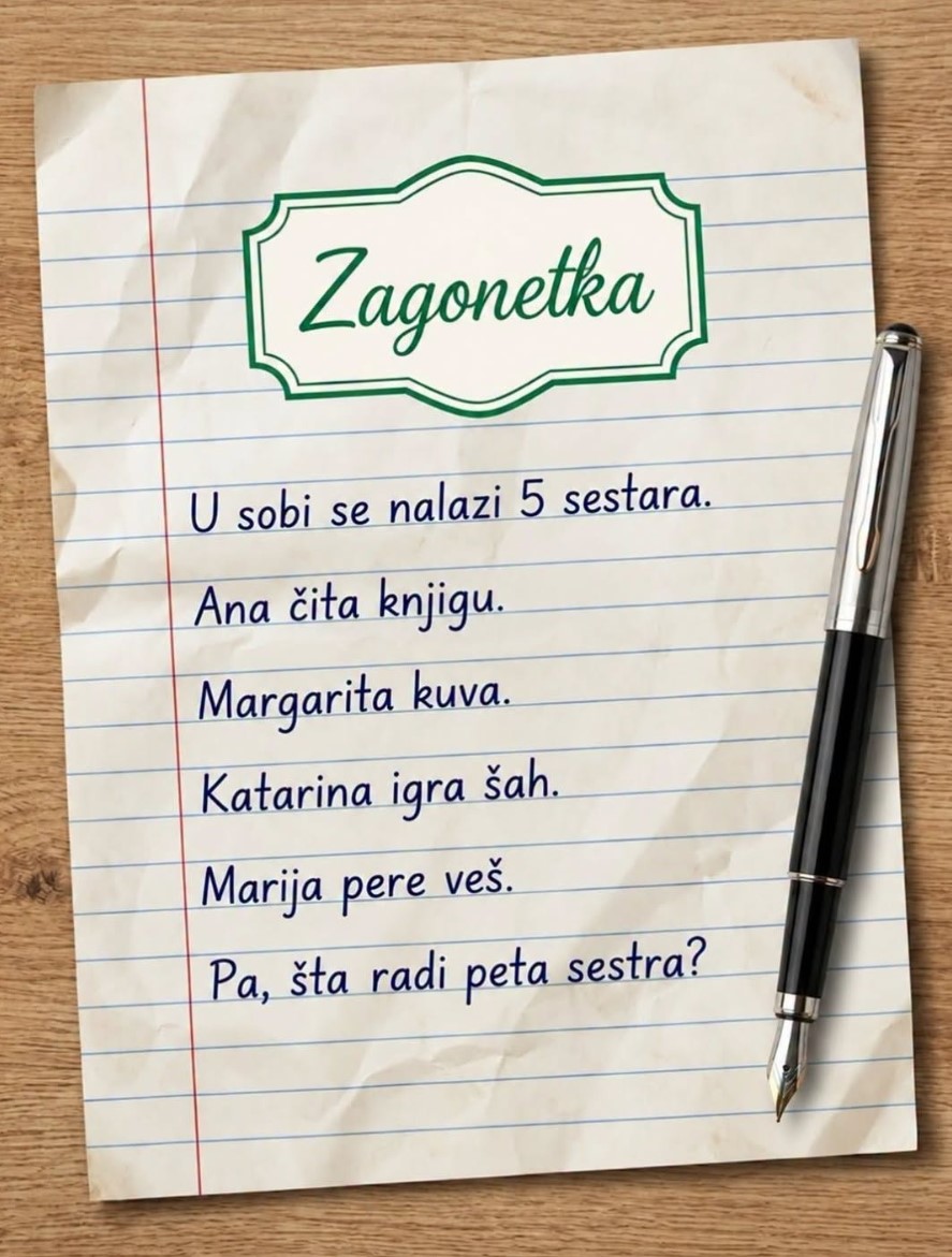 Pet sestara nalazi se u istoj sobi, ali pomenute su samo četiri: Šta radi peta sestra?