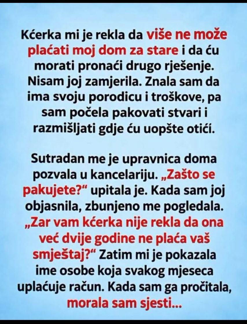 Majka mislila da ćerka plaća dom za stare, a onda otkrila ko je dve godine uplaćivao novac