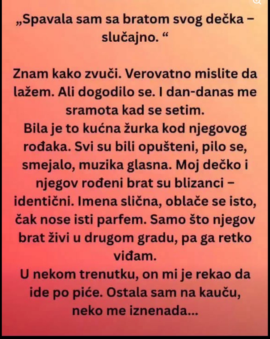 Zamena identičnih blizanaca na zabavi: Jedno pitanje otkrilo istinu i otvorilo ozbiljne dileme