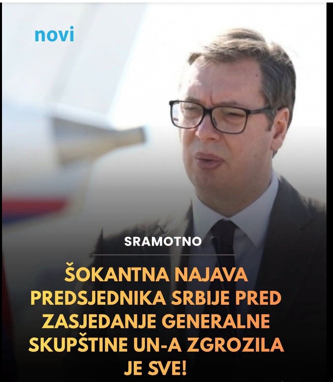 Šokantna najava predsjednika Srbije pred zasjedanje Generalne skupštine UN-a