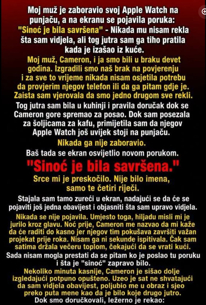 Pratila sam muža nakon poruke „Sinoć je bilo savršeno“ – ono što sam zatekla potpuno me iznenadilo