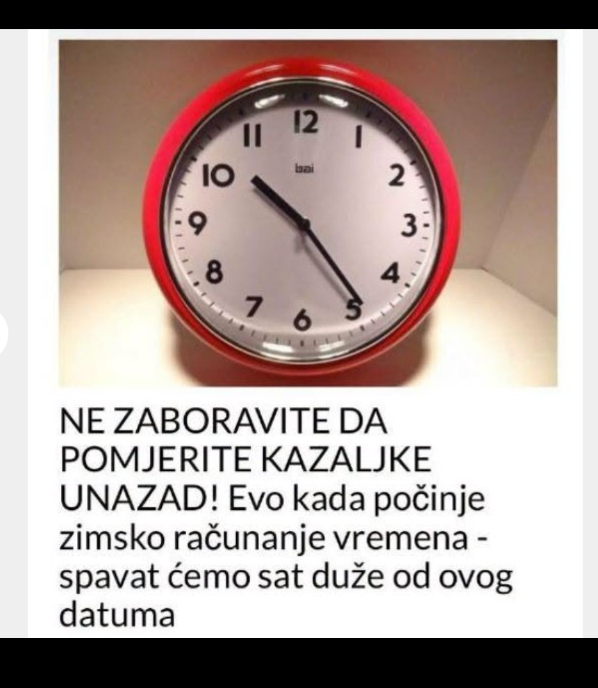 Zimsko računanje vremena stiže krajem oktobra: Evo kada vraćamo sat unazad
