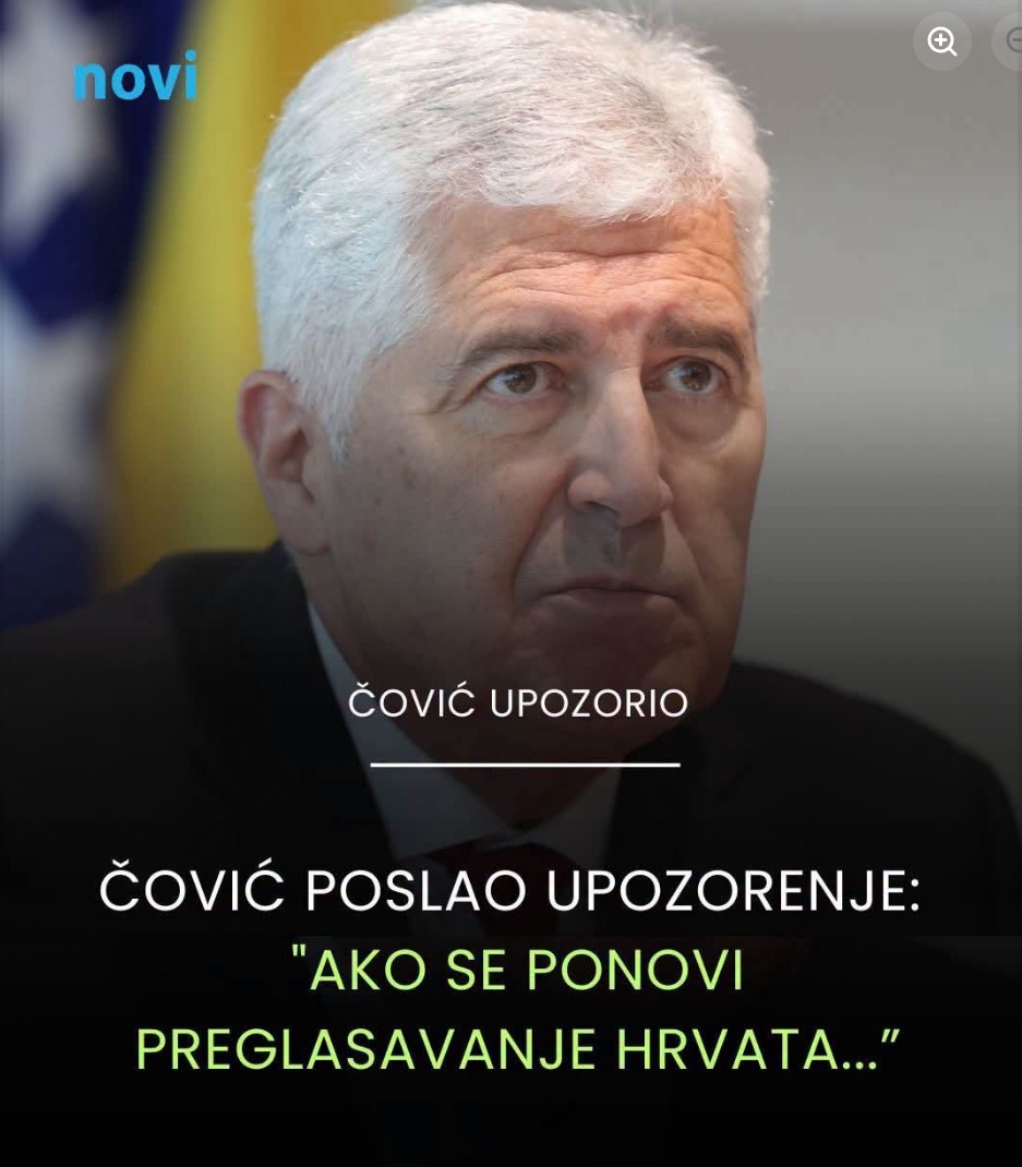 Čović poslao oštro upozorenje: Ako se ponovi preglasavanje Hrvata, institucije BiH mogle bi u potpunosti stati