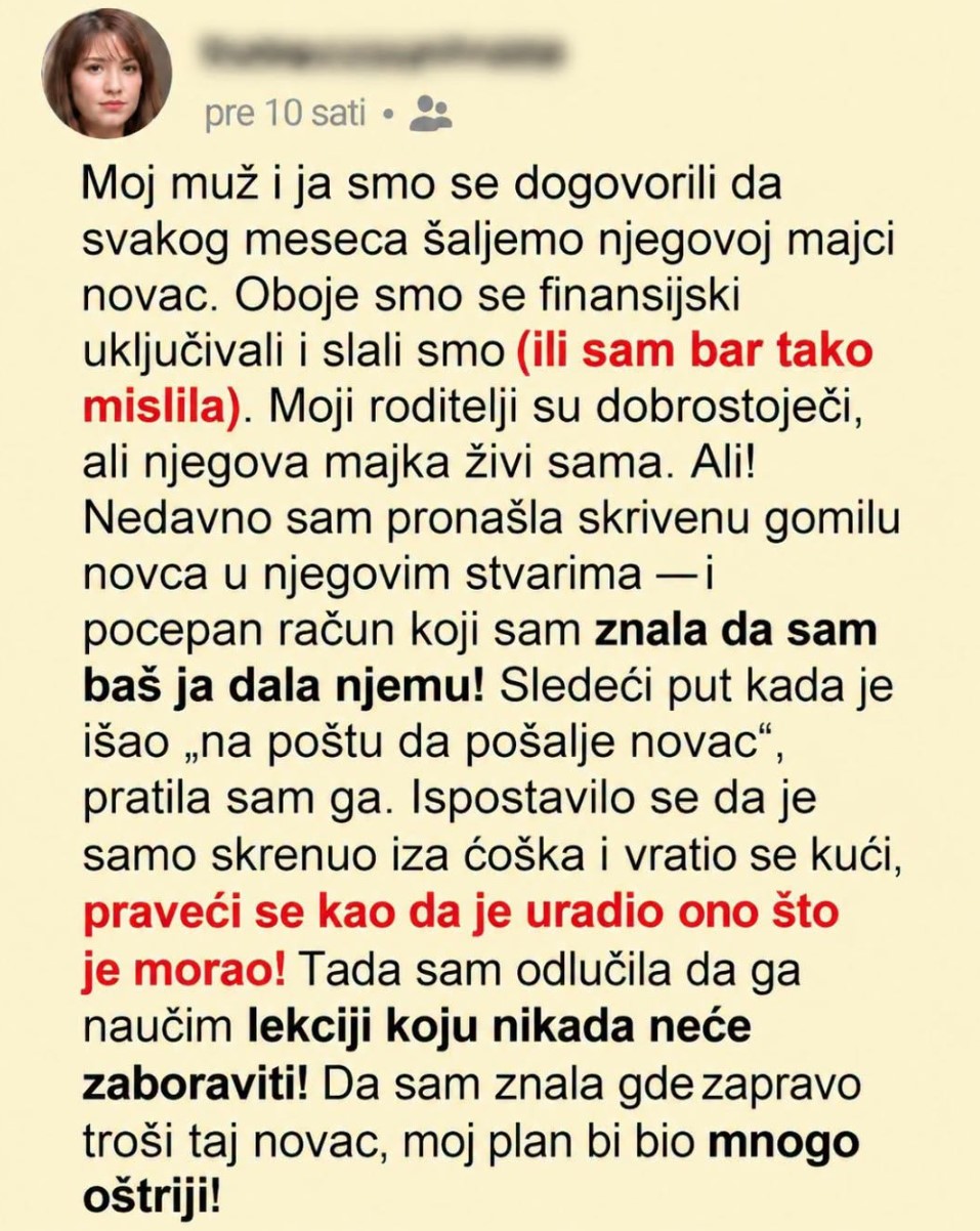 Mužu sam davala novac za njegovu majku: Pocepana novčanica razotkrila je bolnu istinu o mojoj pomoći