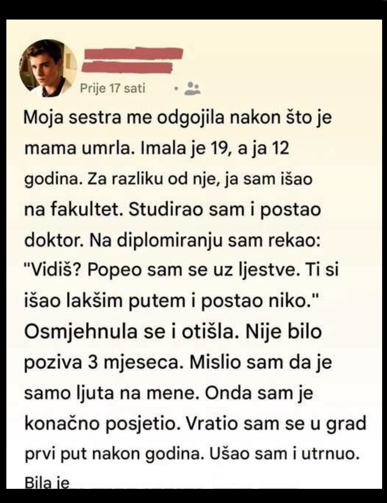 Imao sam 12 godina kada mi je umrla majka: Moja sestra je odustala od svojih snova da bi me podigla na noge