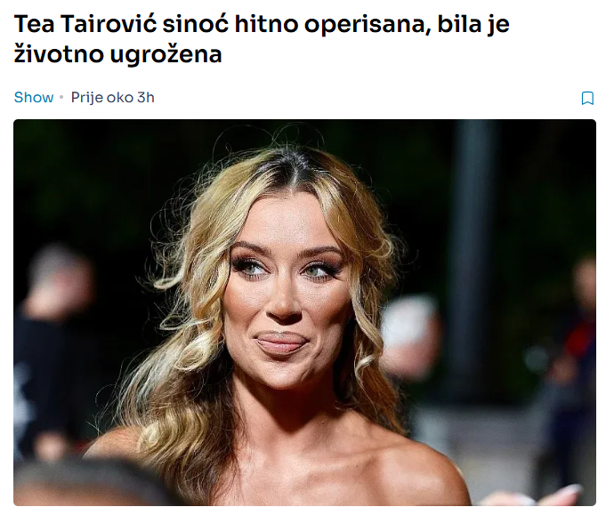 Tea Tairović sinoć hitno operisana, bila je životno ugrožena