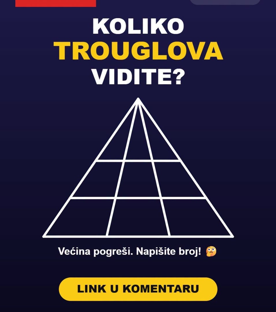 MOZGALICA: Koliko trouglova vidite na slici? Većina kaže 9, ali tačan odgovor zna malo ko