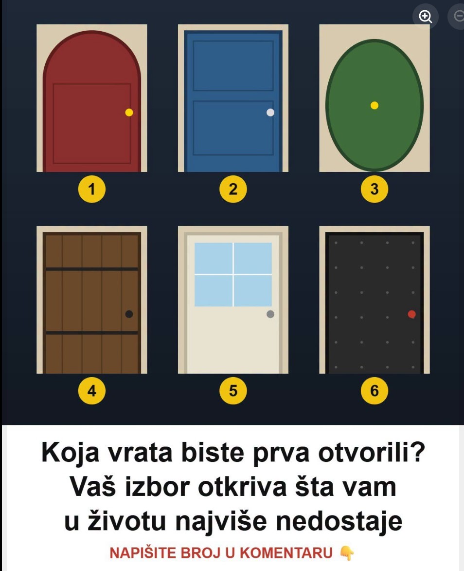 Test: Koja vrata biste prva otvorili? Vaš izbor otkriva šta vam u životu najviše nedostaje