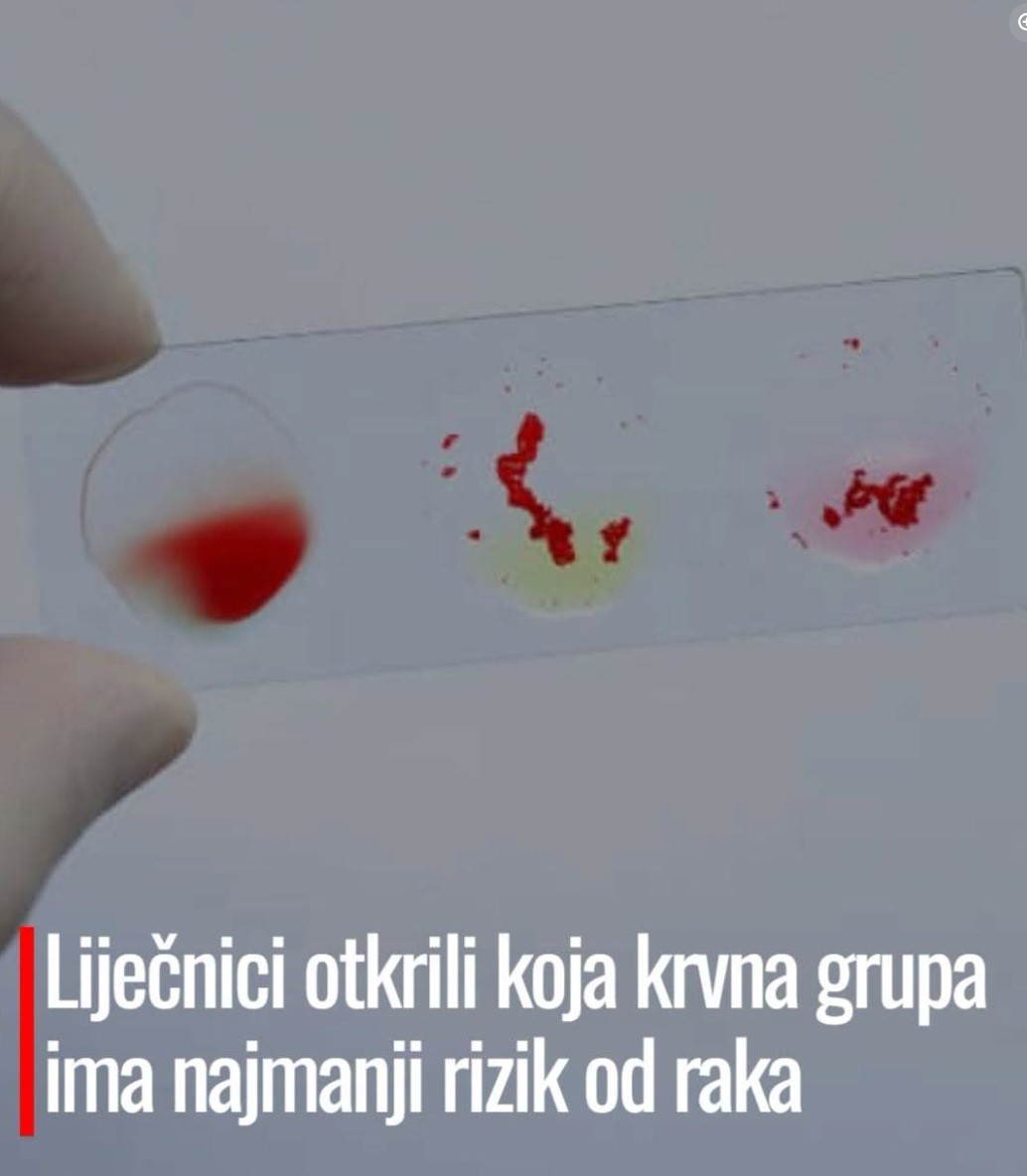 Liječnici otkrili koja krvna grupa ima najmanji rizik od raka