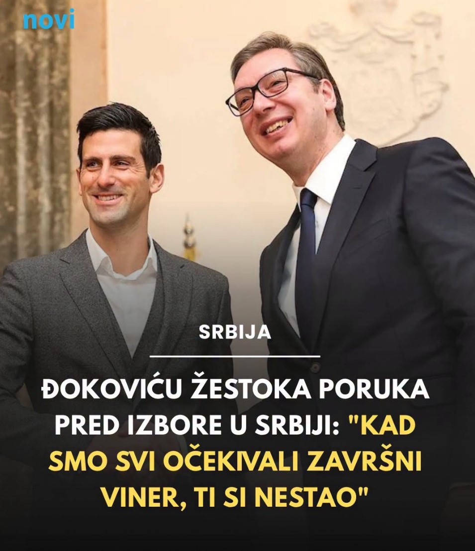 Žestoka poruka Novaku Đokoviću pred izbore u Srbiji: „Kad smo svi očekivali završni viner, ti si nestao“