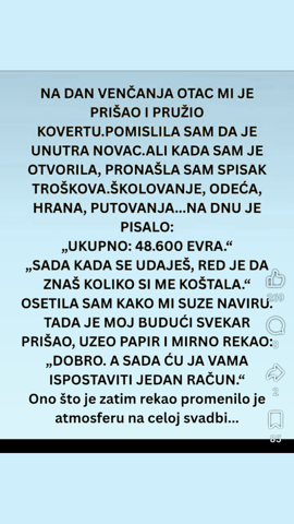 Otac mi je dao račun od 48.600 € na dan mog vjenčanja, ali riječi mog svekra rasplakale su cijelu salu… 😢