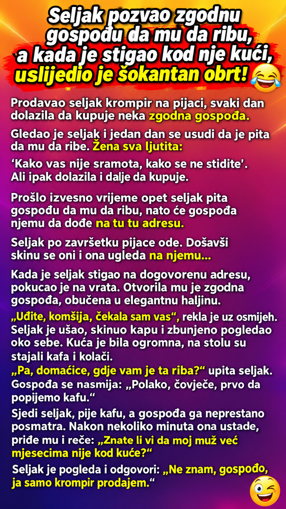 Seljak pozvao zgodnu gospođu da mu da ribu, a kada je stigao kod nje kući, uslijedio je šokantan obrt! 😂