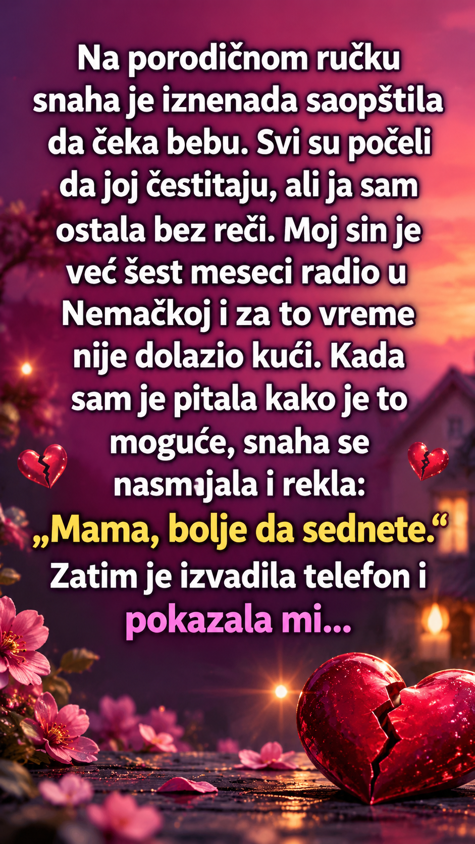 Snaha je objavila trudnoću, a onda mi otkrila tajnu mog sina koja me ostavila bez riječi